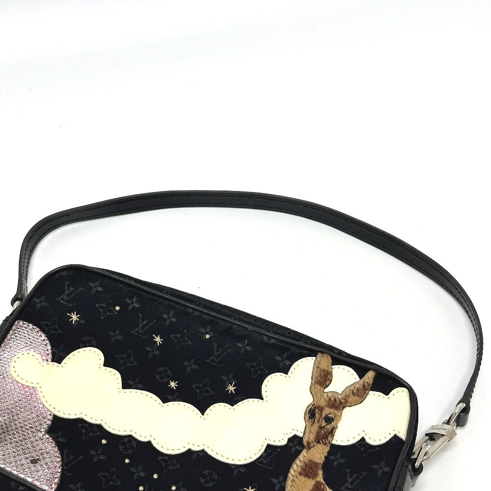LOUIS VUITTON Shoulder Bag M92275 Satin black Monogram Satin Pochette Conte Do Fe Women Used Authentic