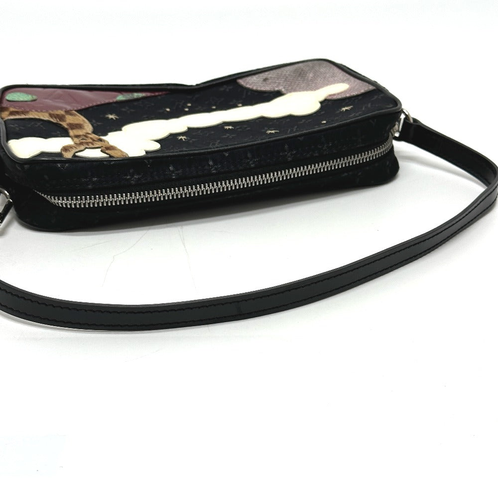 LOUIS VUITTON Shoulder Bag M92275 Satin black Monogram Satin Pochette Conte Do Fe Women Used Authentic