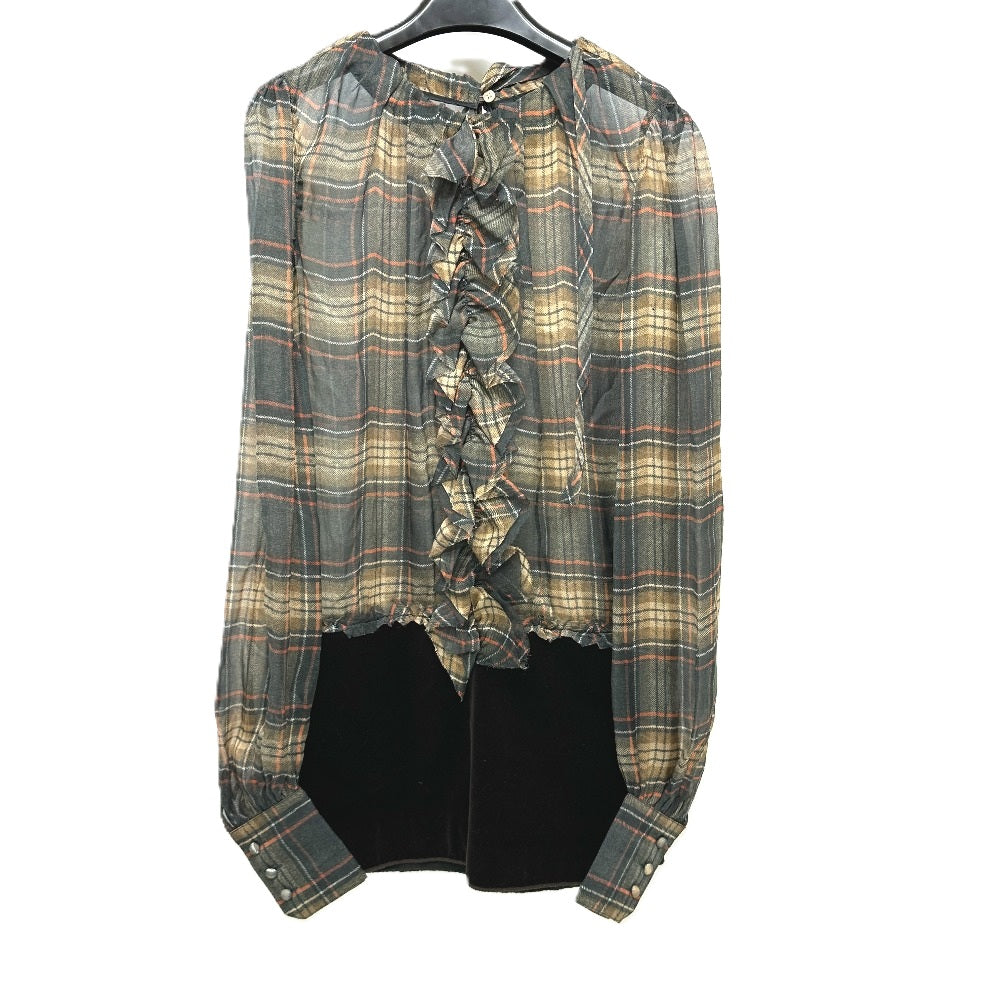 DOLCE&GABBANA one piece tweed Brown Check Pattern Frill 36