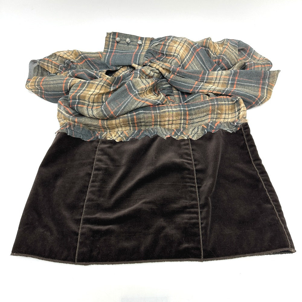 DOLCE&GABBANA one piece tweed Brown Check Pattern Frill 36