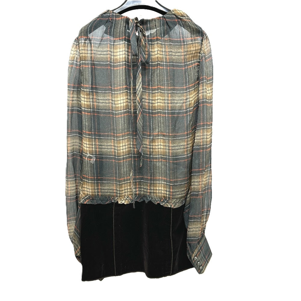 DOLCE&GABBANA one piece tweed Brown Check Pattern Frill 36