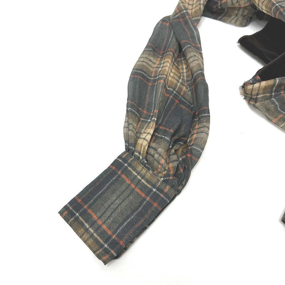 DOLCE&GABBANA one piece tweed Brown Check Pattern Frill 36