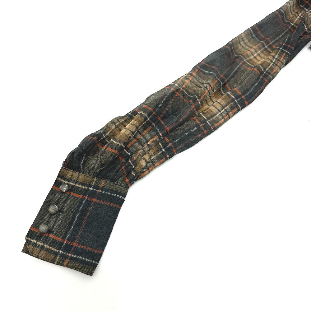 DOLCE&GABBANA one piece tweed Brown Check Pattern Frill 36