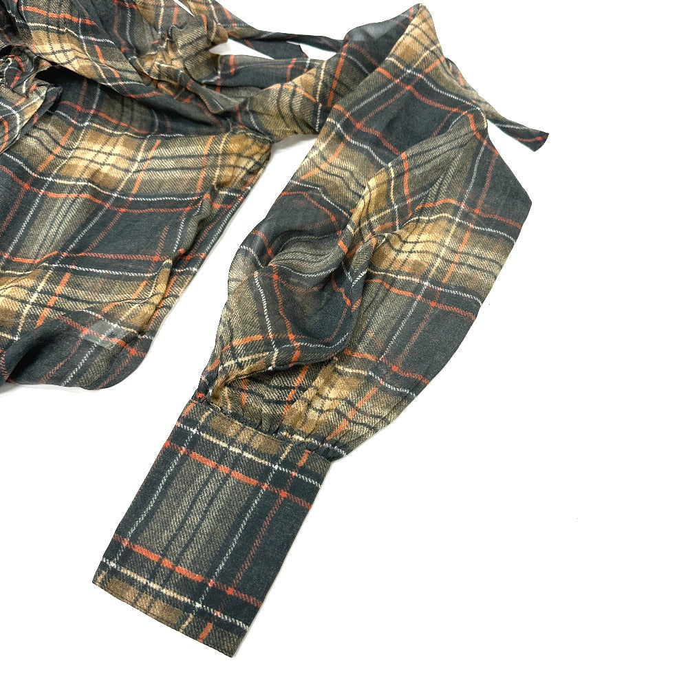 DOLCE&GABBANA one piece tweed Brown Check Pattern Frill 36