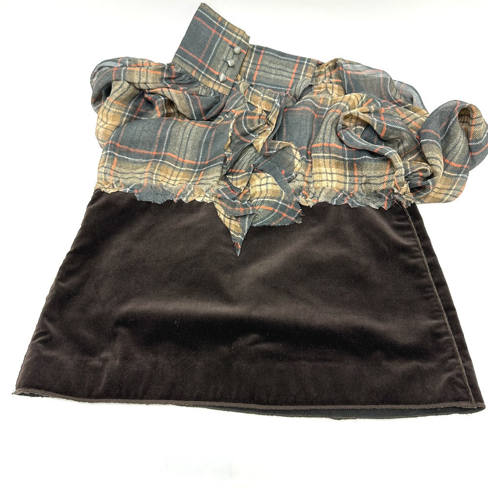 DOLCE&GABBANA one piece tweed Brown Check Pattern Frill 36