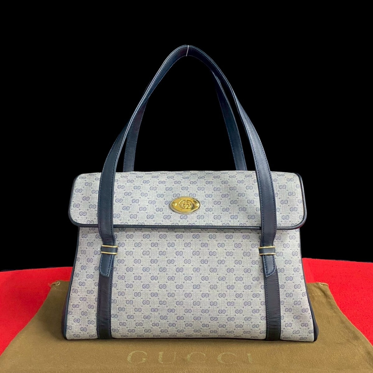GUCCI Handbag leather Navy