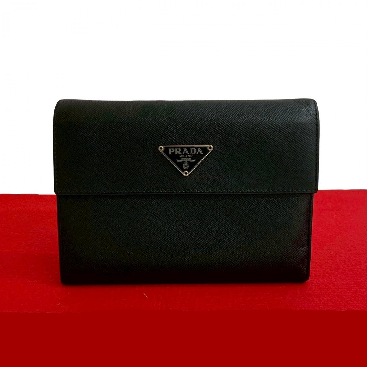 PRADA Tri-fold wallet leather black