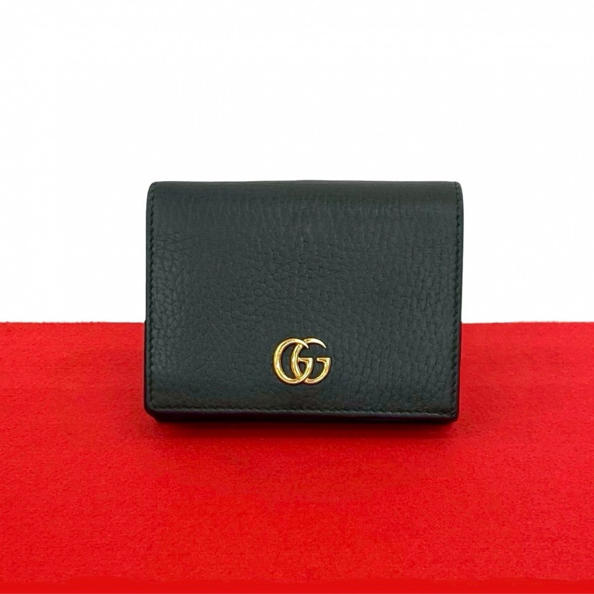 GUCCI Bifold Wallet leather black GG Marmont