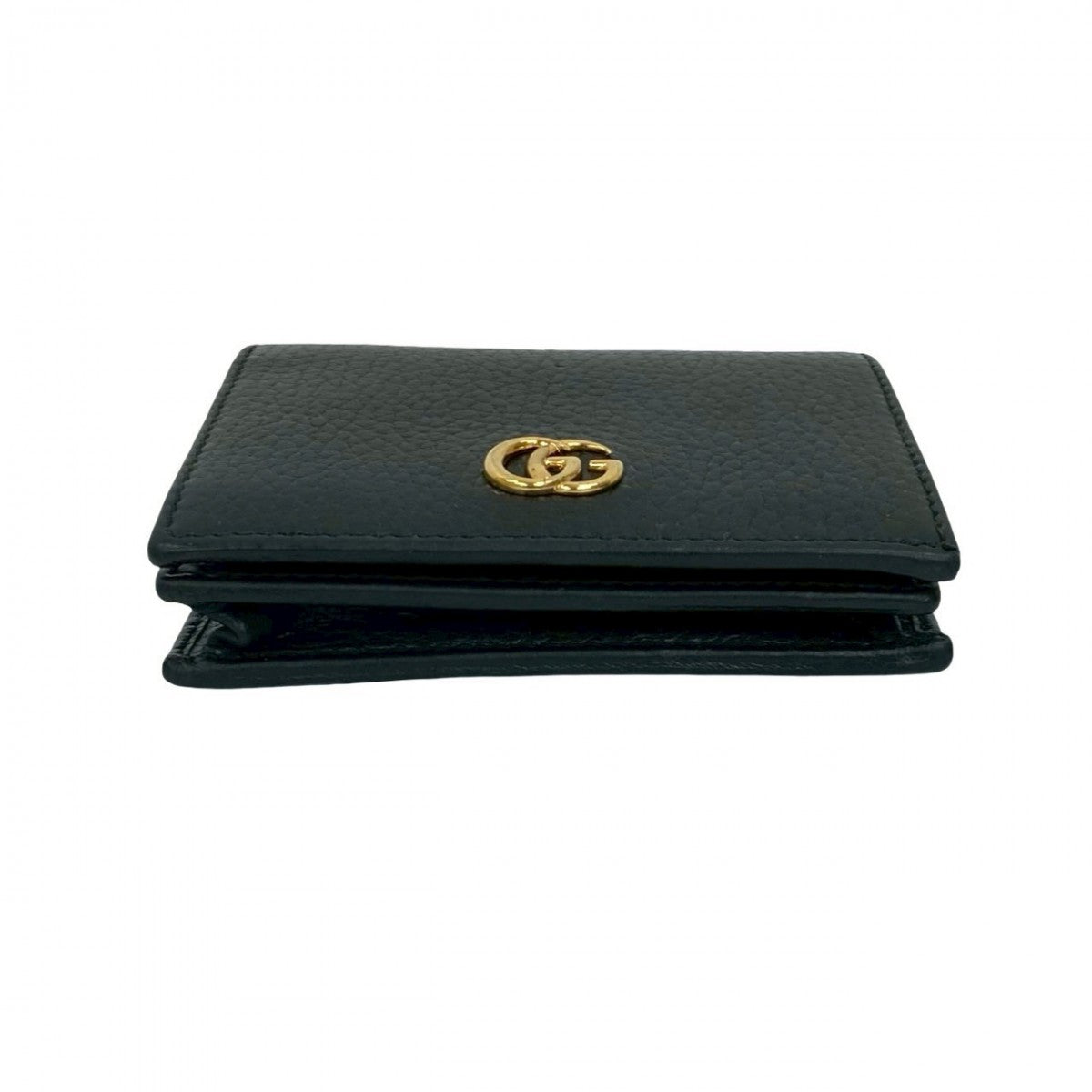 GUCCI Bifold Wallet leather black GG Marmont