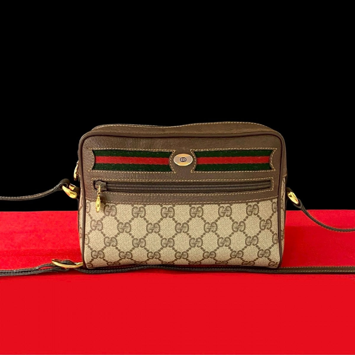 GUCCI Shoulder Bag leather Brown Sherry line