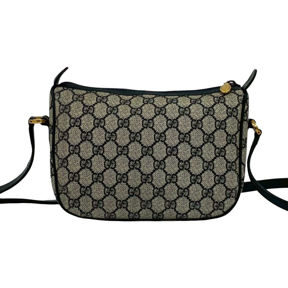 GUCCI Shoulder Bag leather Navy Sherry line