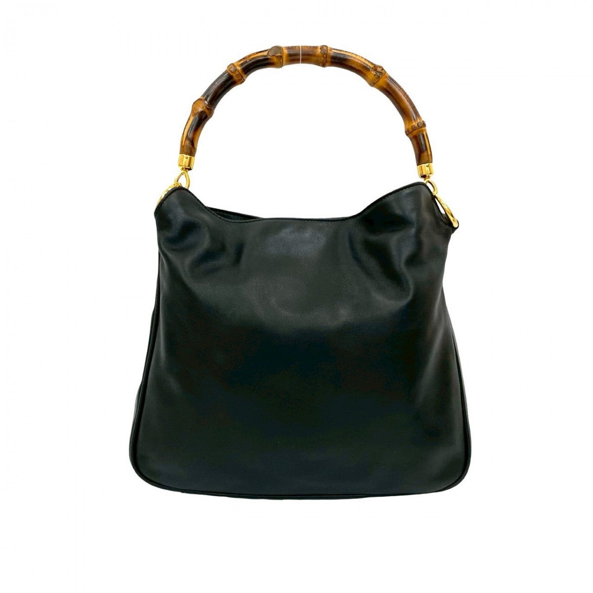 GUCCI Shoulder Bag leather black Bamboo