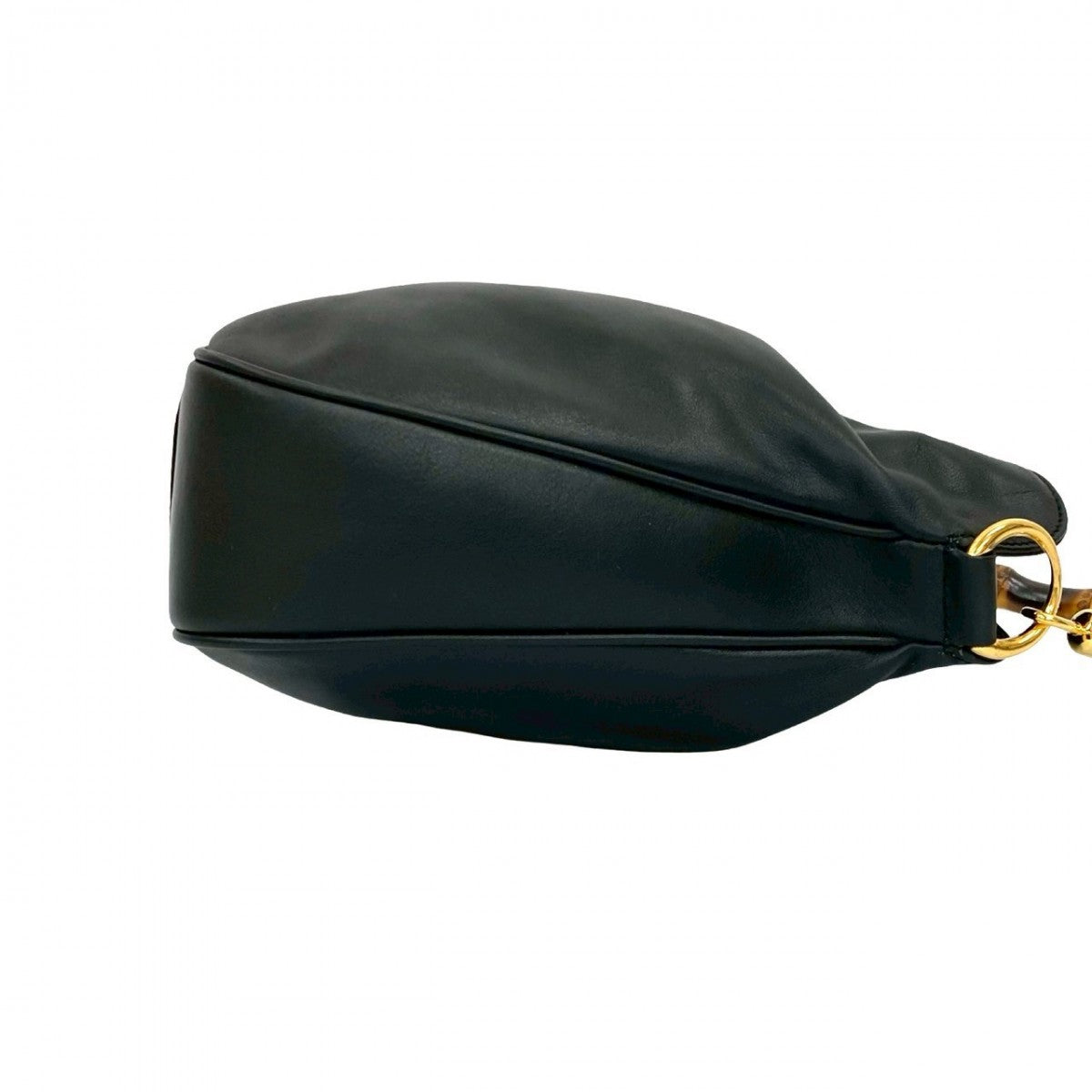 GUCCI Shoulder Bag leather black Bamboo
