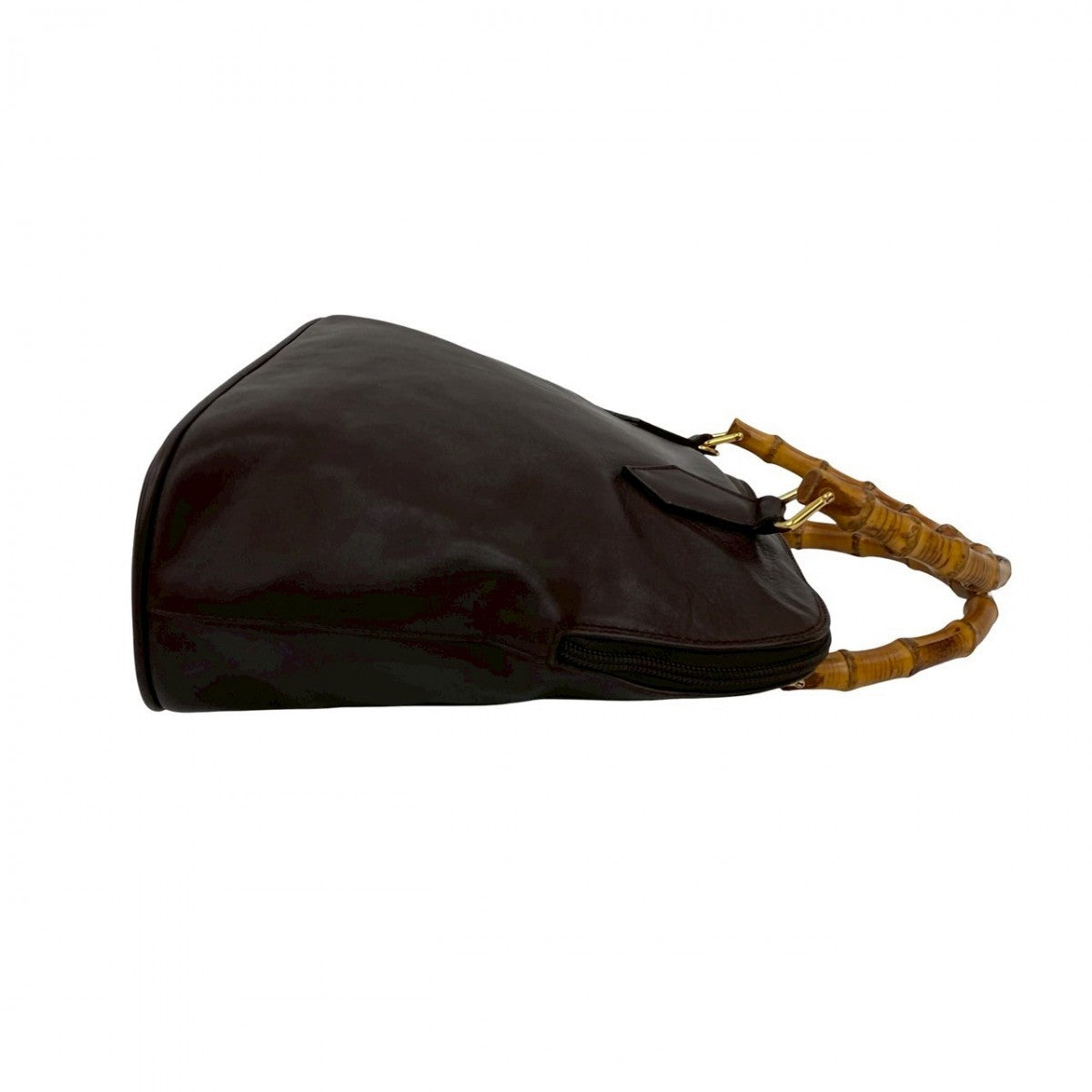 GUCCI Shoulder Bag leather Brown Bamboo