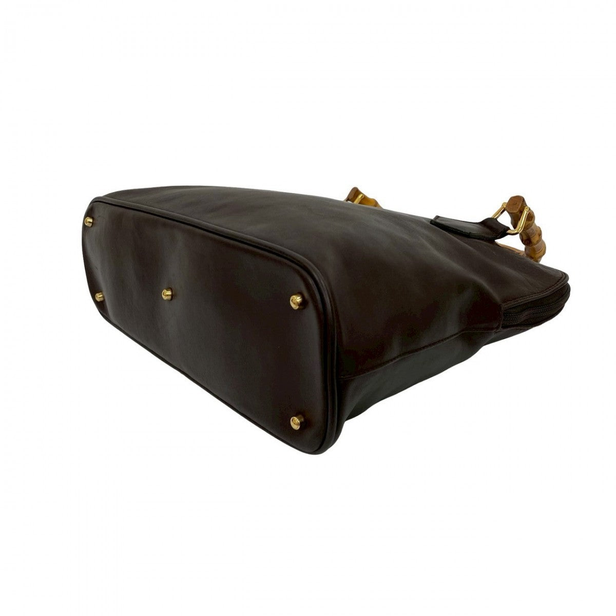 GUCCI Shoulder Bag leather Brown Bamboo