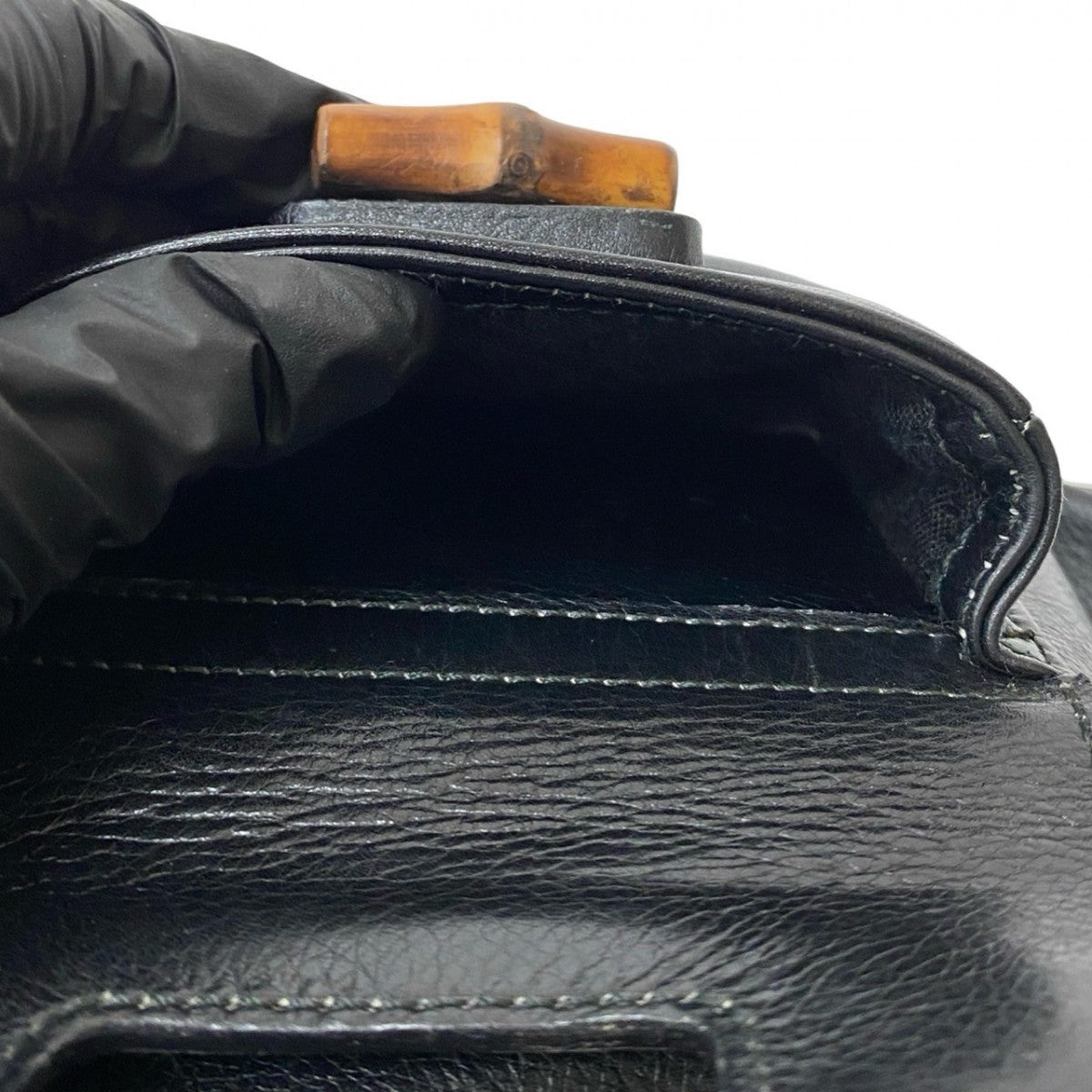 GUCCI Backpack leather black Bamboo