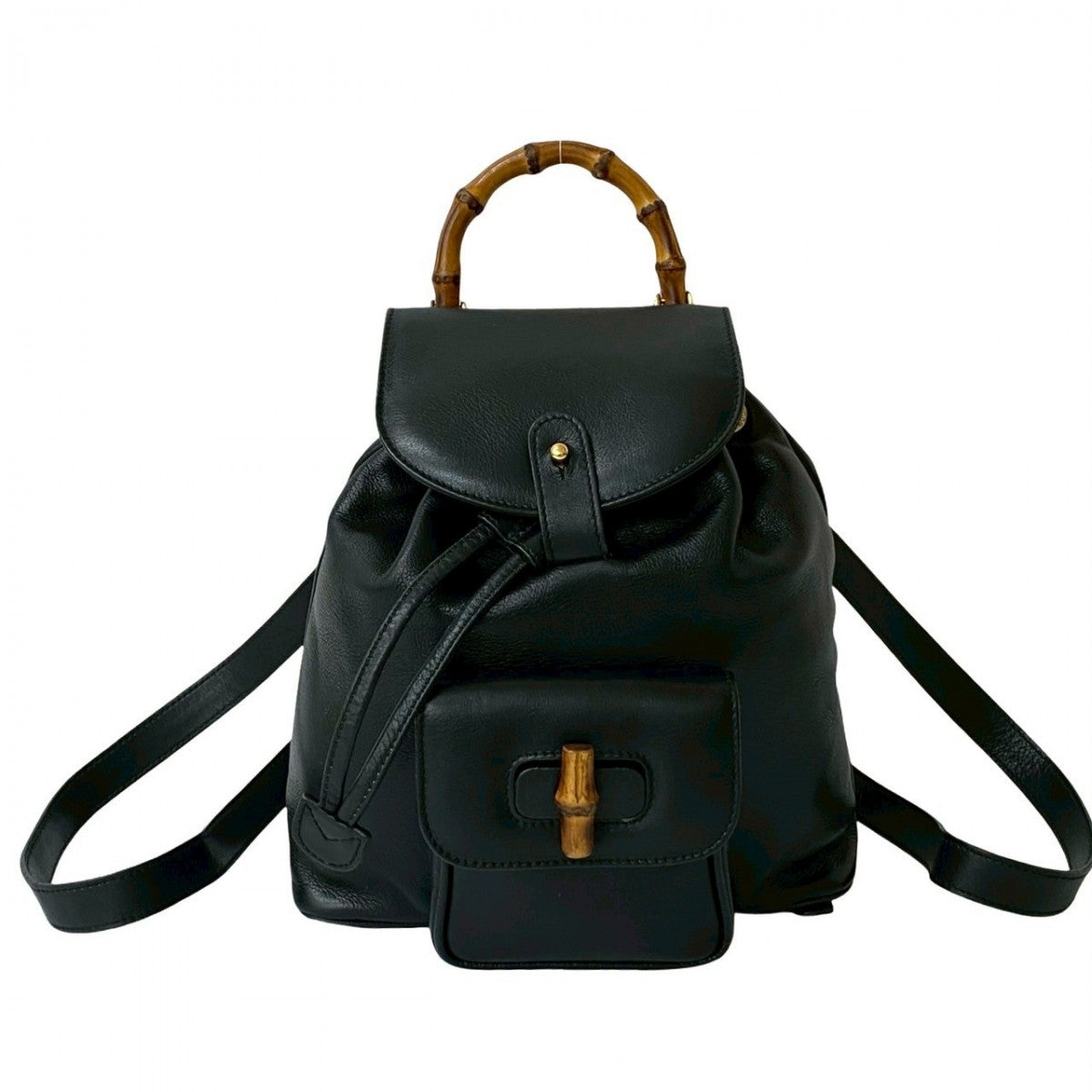 GUCCI Backpack leather black Bamboo