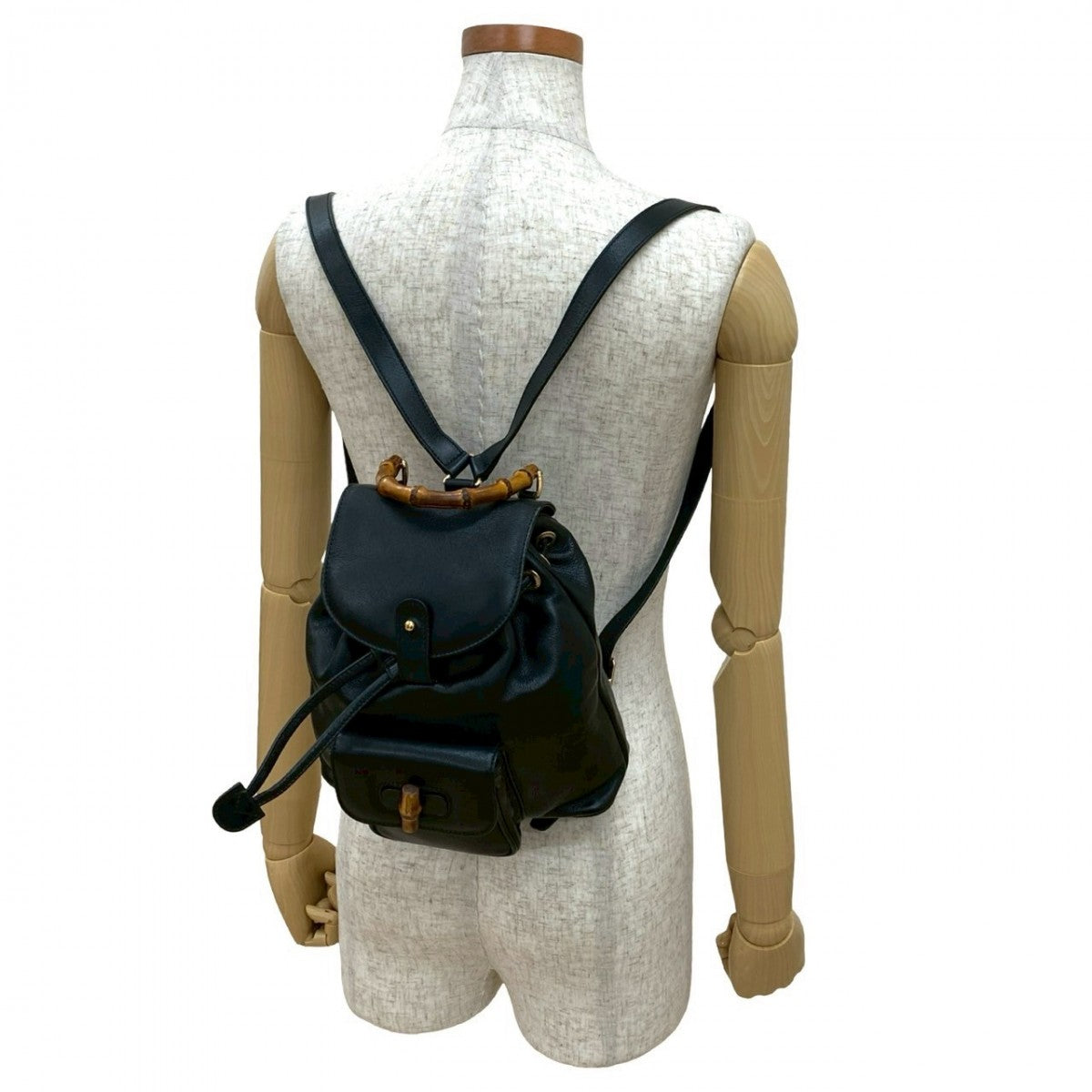 GUCCI Backpack leather black Bamboo