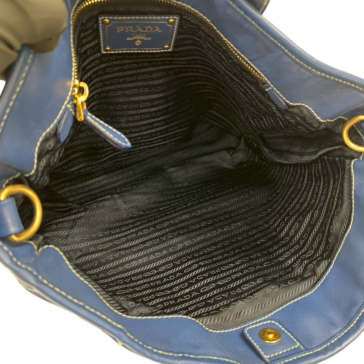 PRADA Handbag Nylon blue