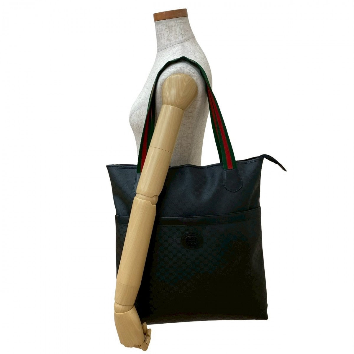 GUCCI Tote Bag leather black Sherry line