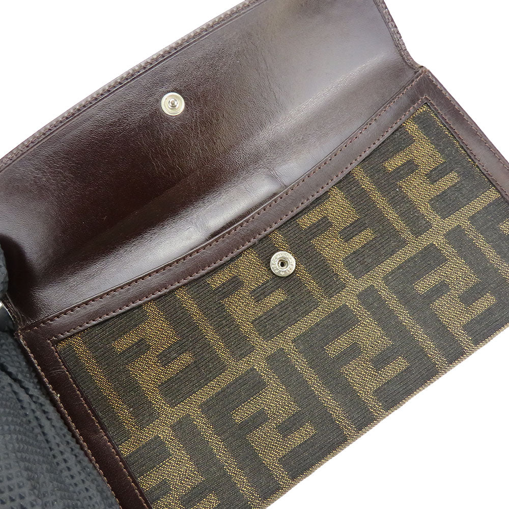 FENDI Long Wallet Purse canvas Brown Zucca