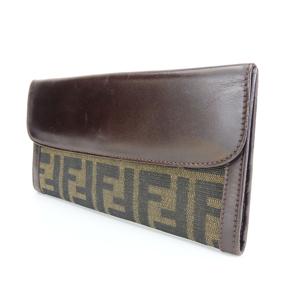 FENDI Long Wallet Purse canvas Brown Zucca