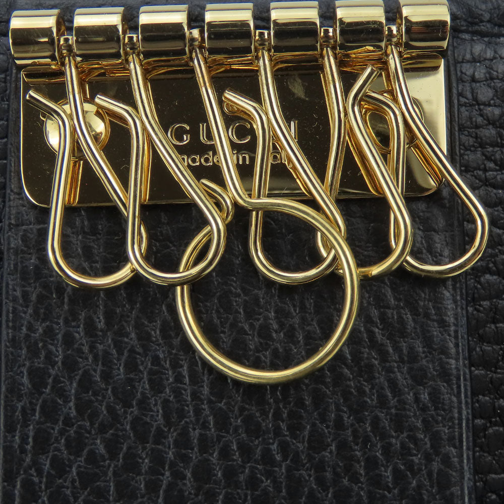 GUCCI Key case Key holder 456118 leather black GG Marmont