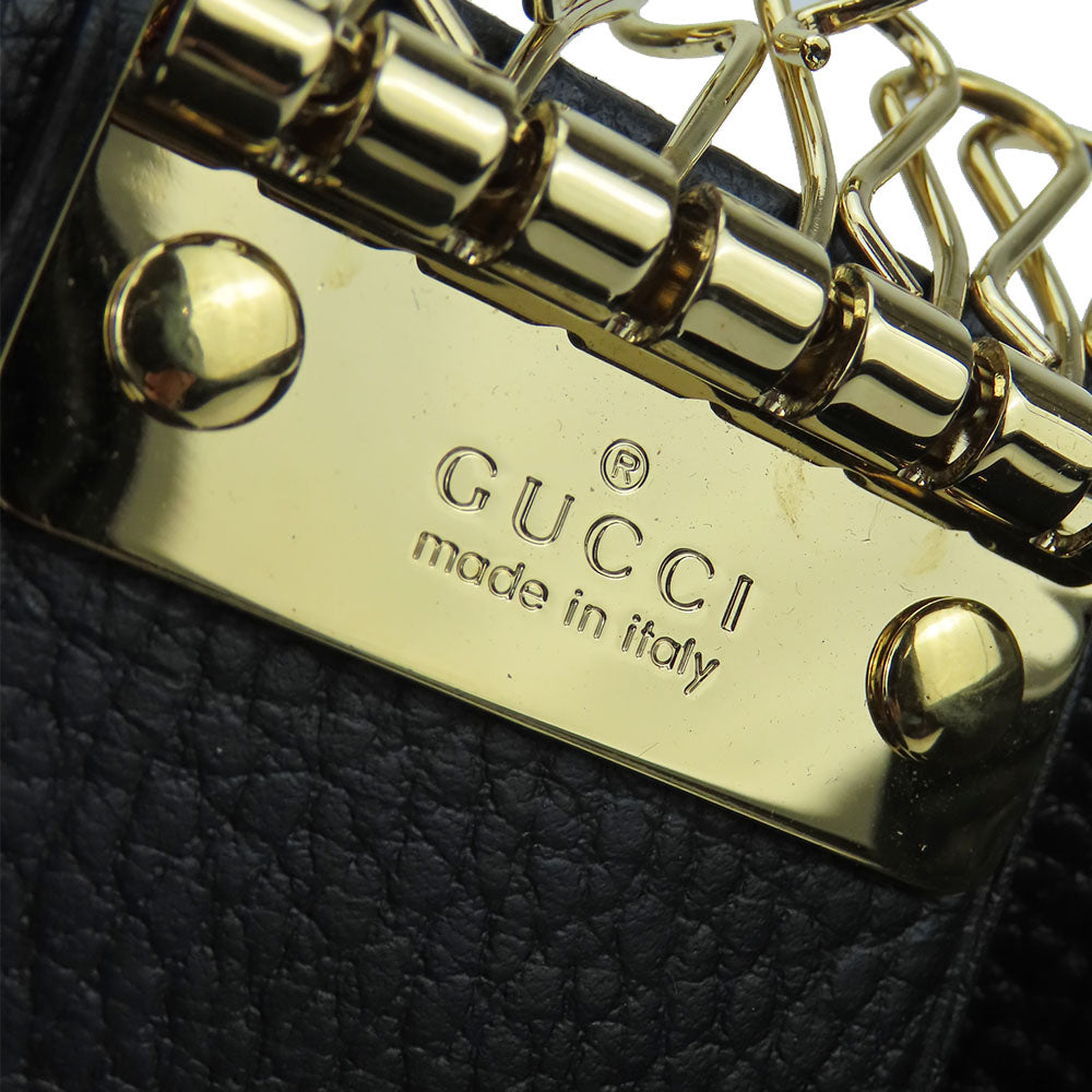 GUCCI Key case Key holder 456118 leather black GG Marmont