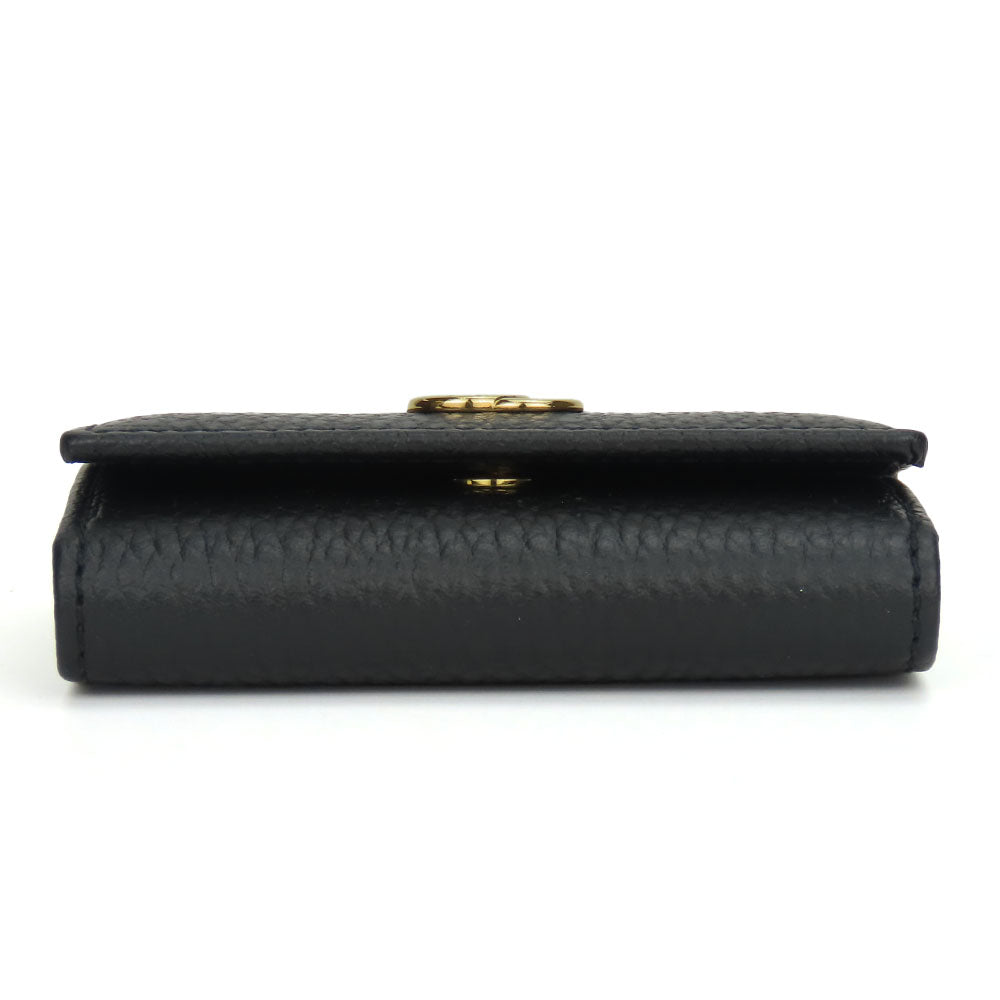 GUCCI Key case Key holder 456118 leather black GG Marmont