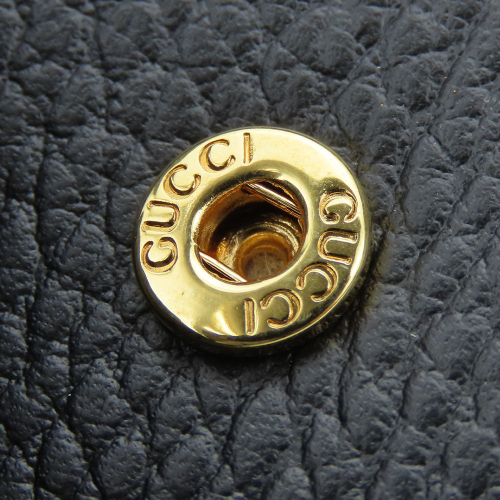 GUCCI Key case Key holder 456118 leather black GG Marmont