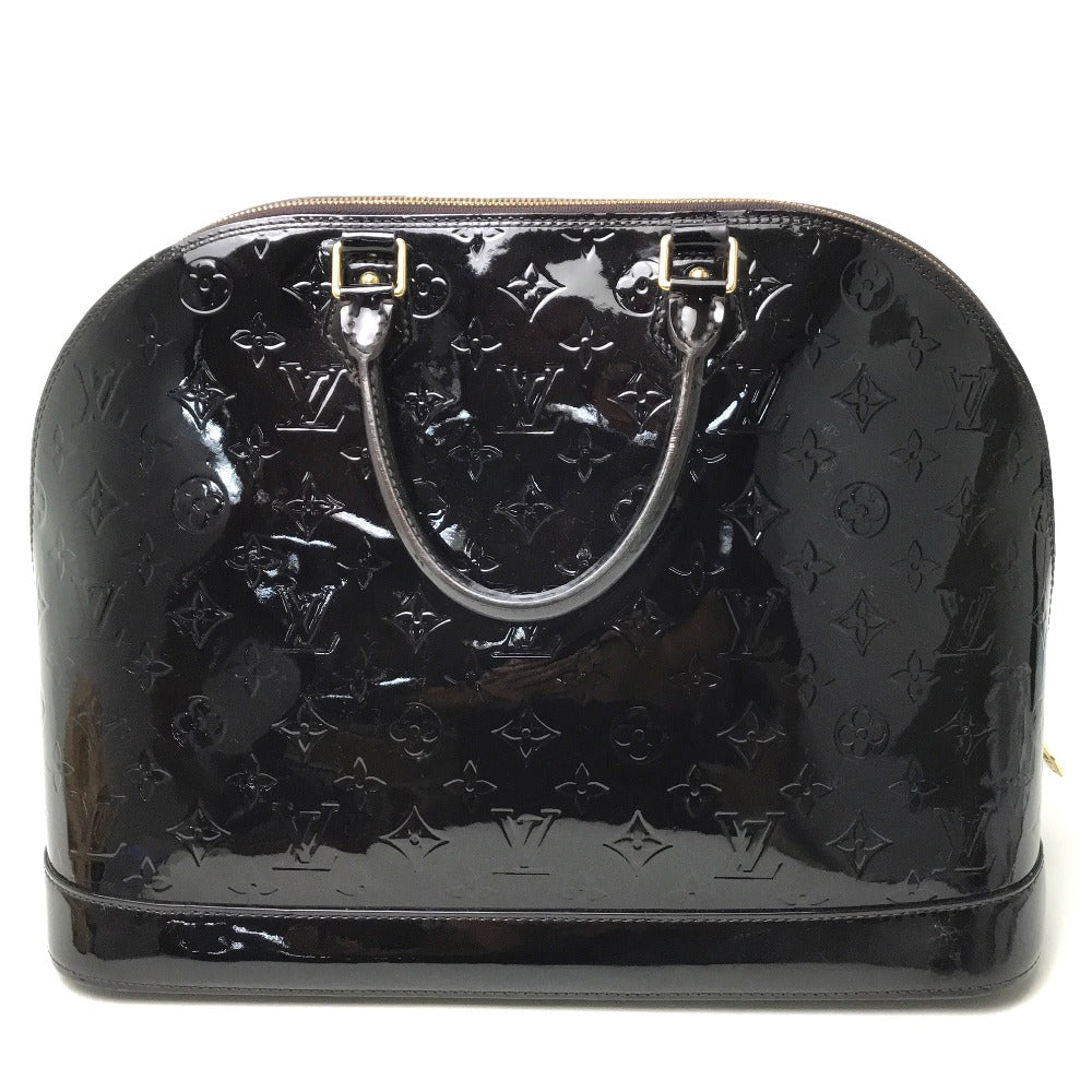 LOUIS VUITTON Handbag M93595 Canvas / patent leather Dark purple type Monogram Vernis Alma GM Women Used Authentic