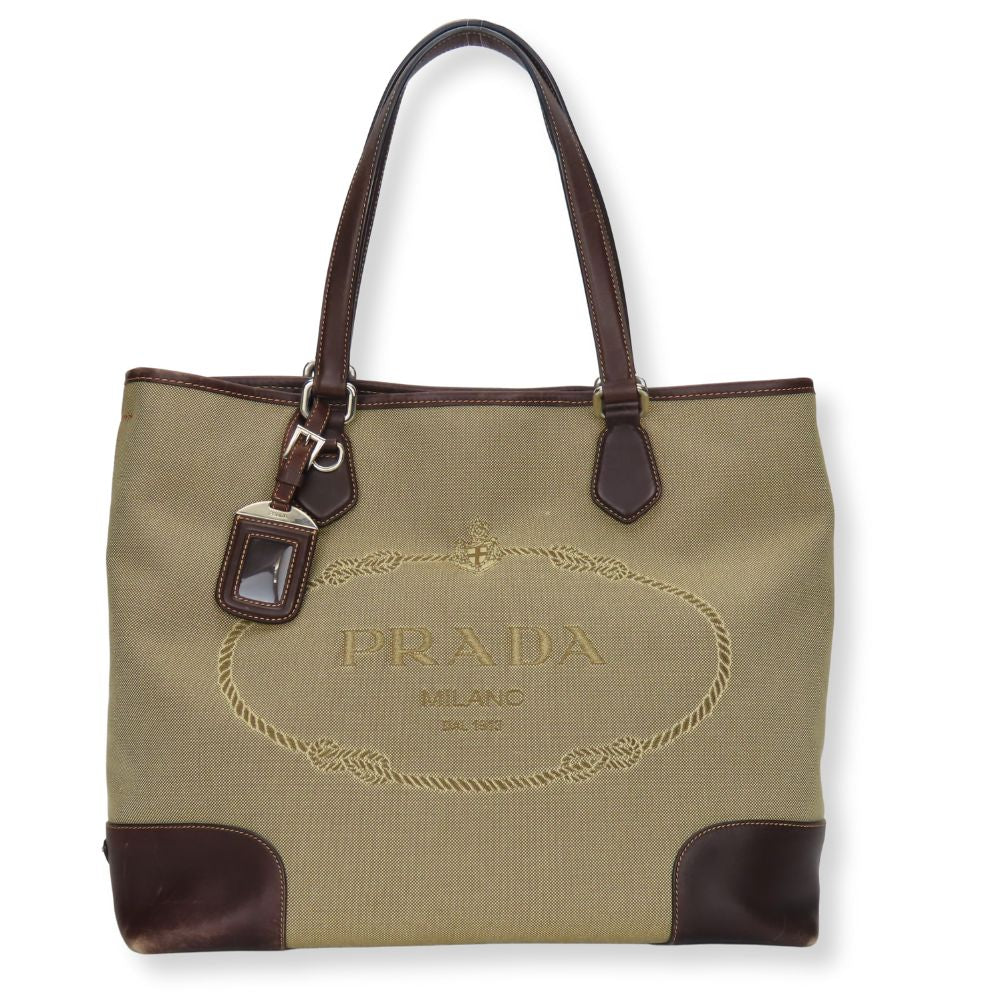 PRADA Tote Bag canvas beige