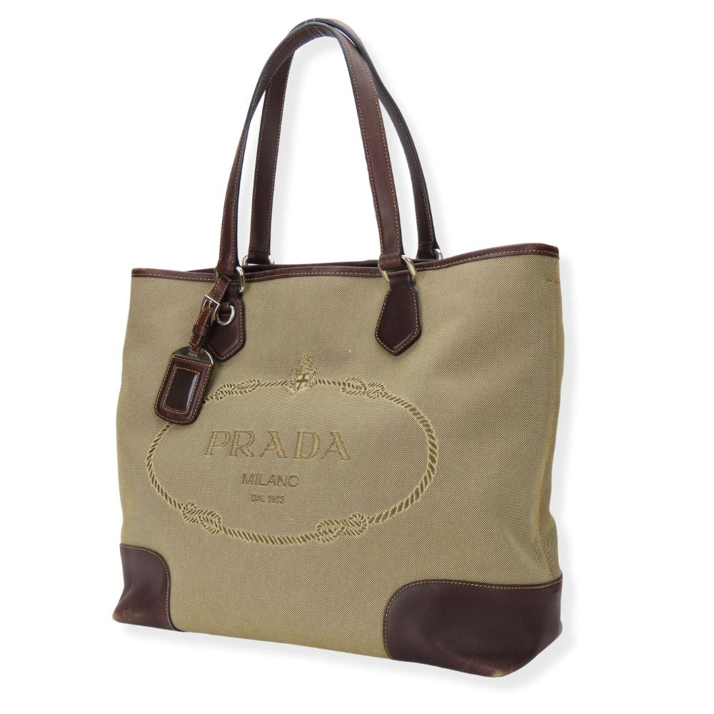 PRADA Tote Bag canvas beige