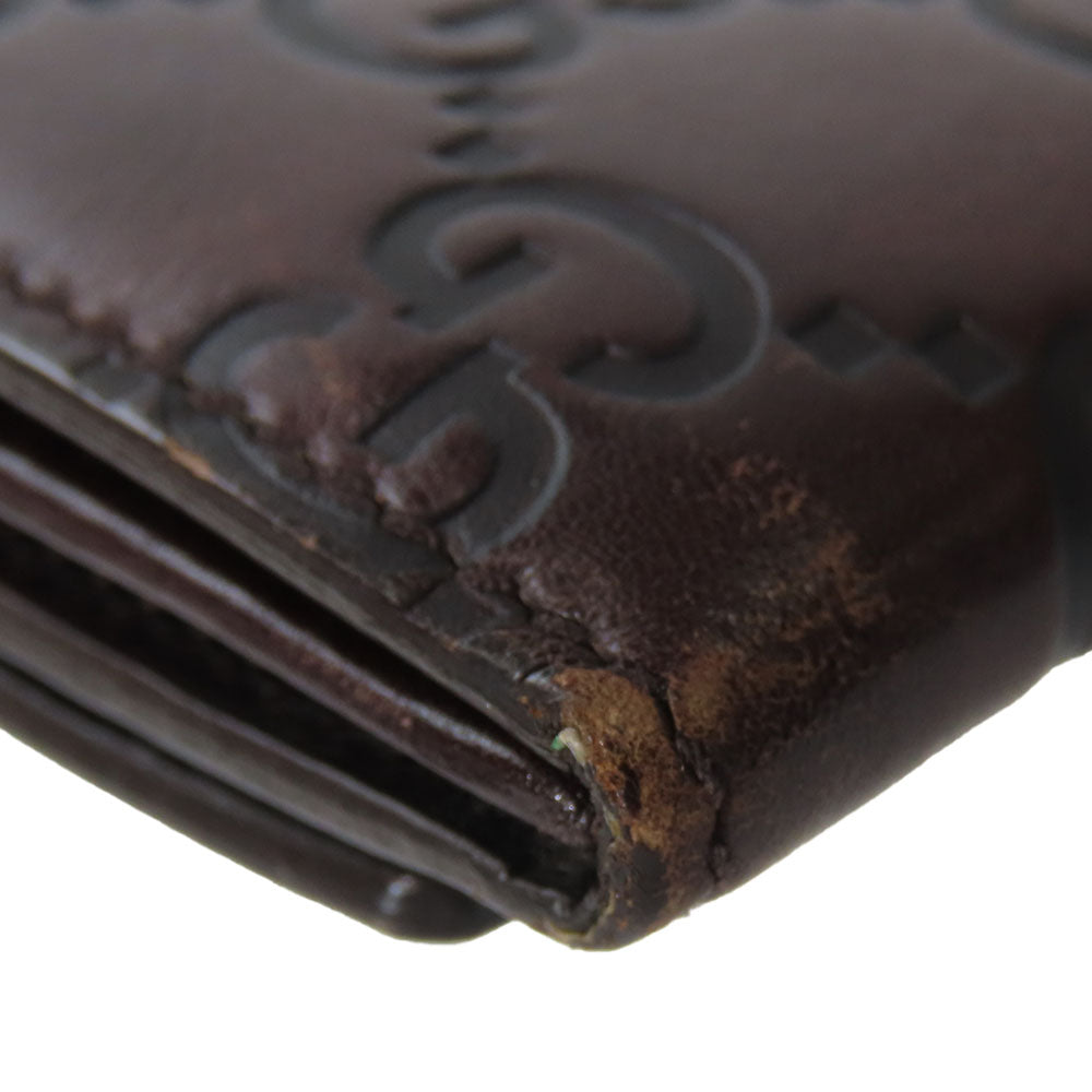 GUCCI Bifold Wallet 146229 Sima leather Dark brown