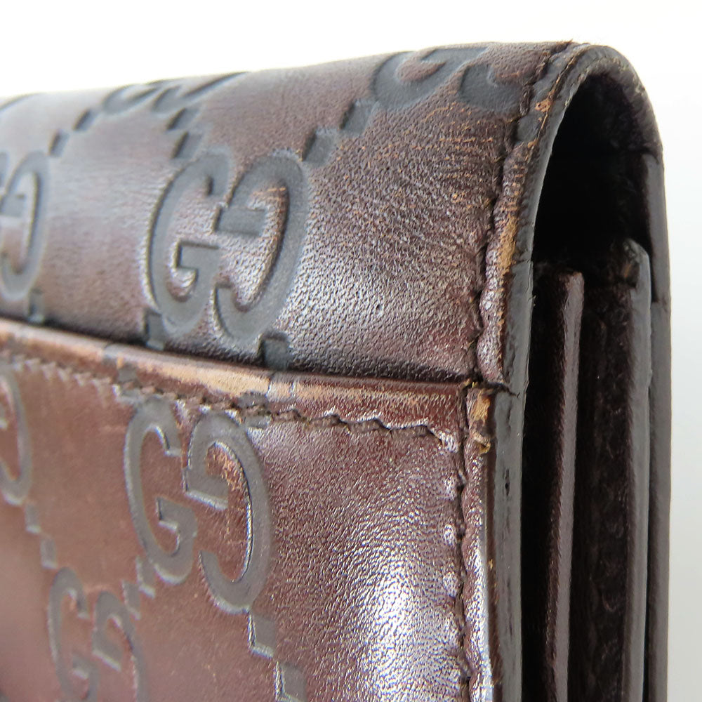GUCCI Bifold Wallet 146229 Sima leather Dark brown