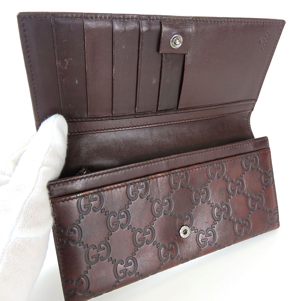 GUCCI Bifold Wallet 146229 Sima leather Dark brown