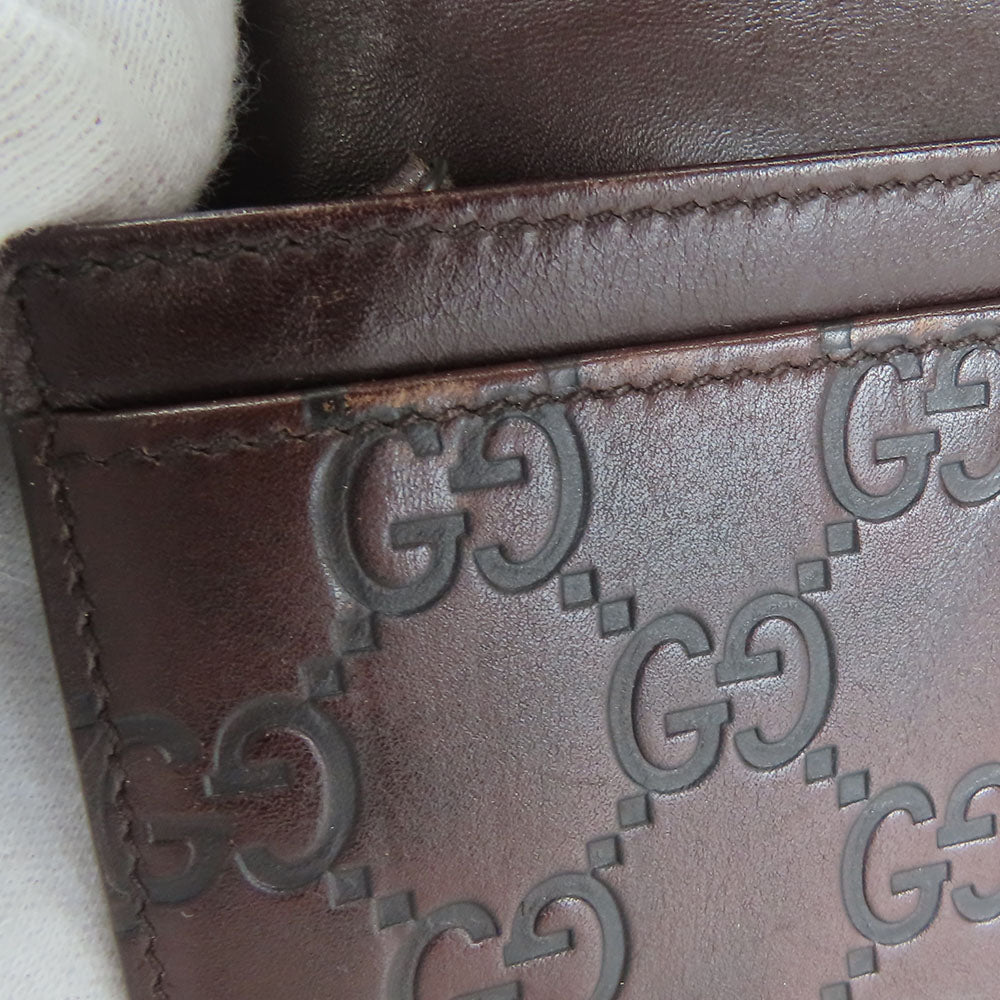GUCCI Bifold Wallet 146229 Sima leather Dark brown