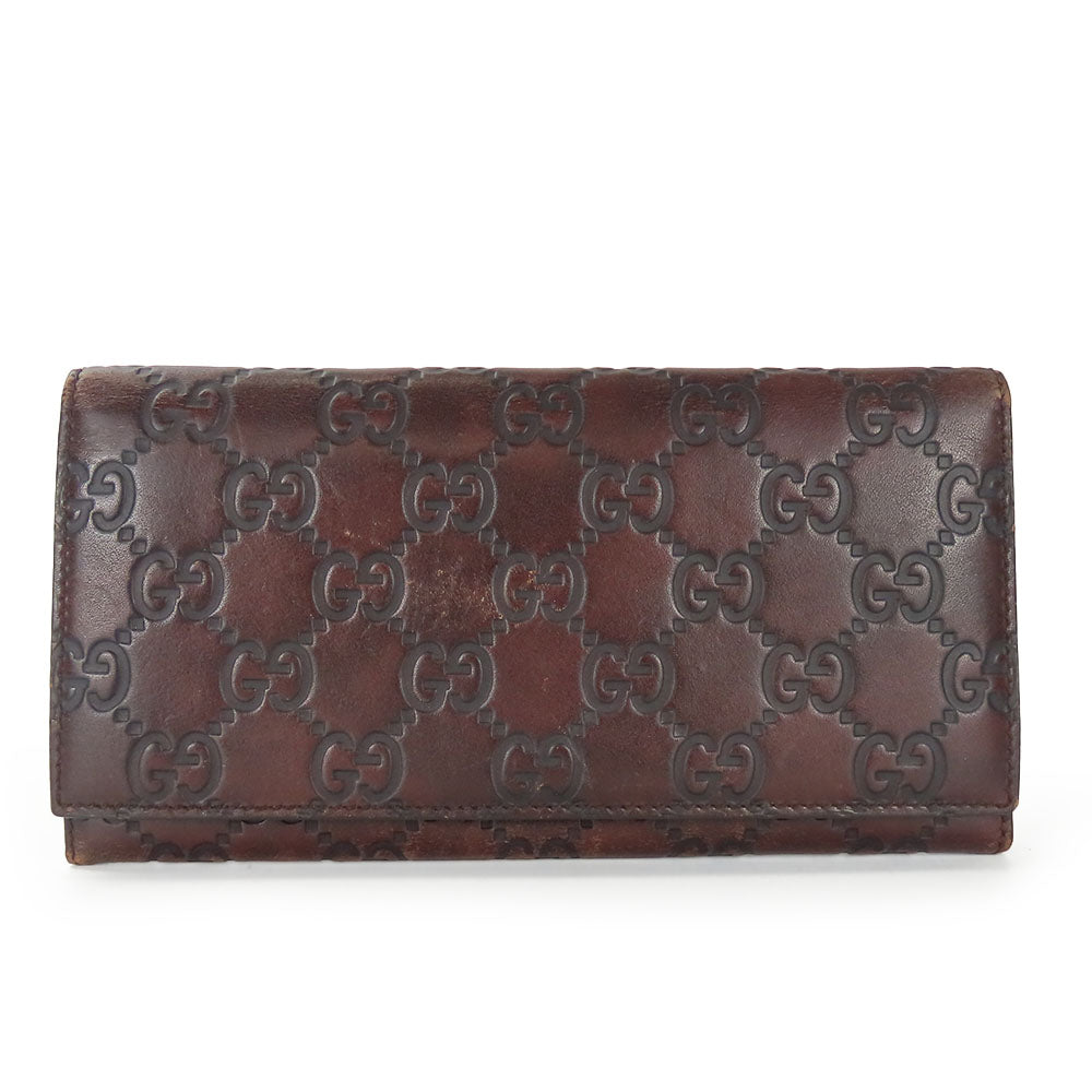 GUCCI Bifold Wallet 146229 Sima leather Dark brown