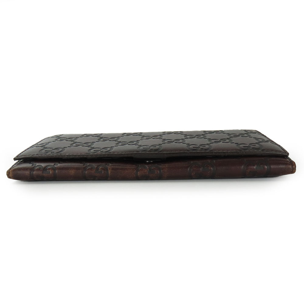 GUCCI Bifold Wallet 146229 Sima leather Dark brown