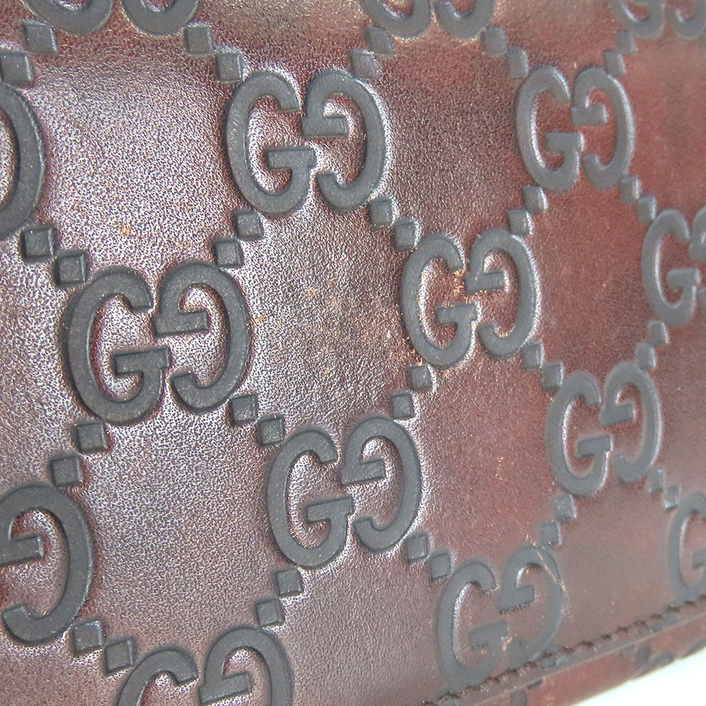 GUCCI Bifold Wallet 146229 Sima leather Dark brown