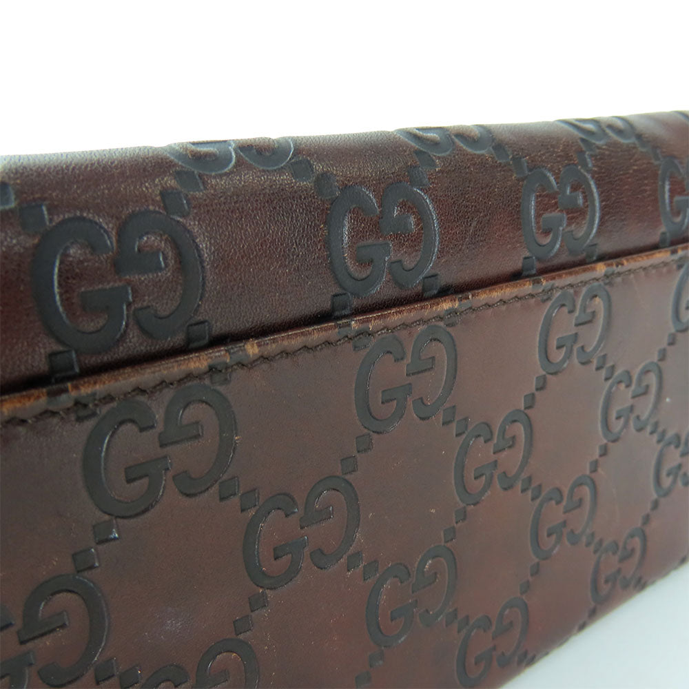 GUCCI Bifold Wallet 146229 Sima leather Dark brown