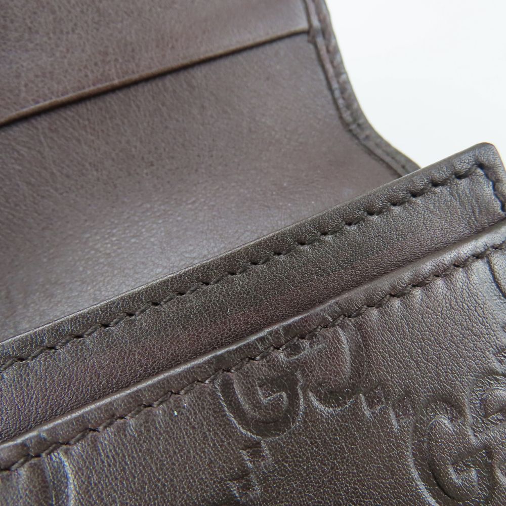 GUCCI Card Case 212097 Sima leather Dark brown