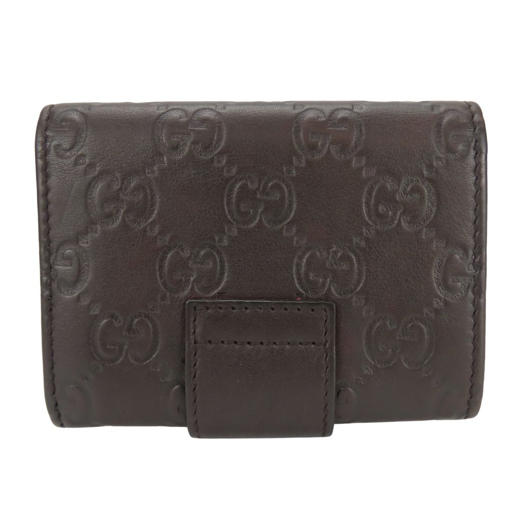 GUCCI Card Case 212097 Sima leather Dark brown