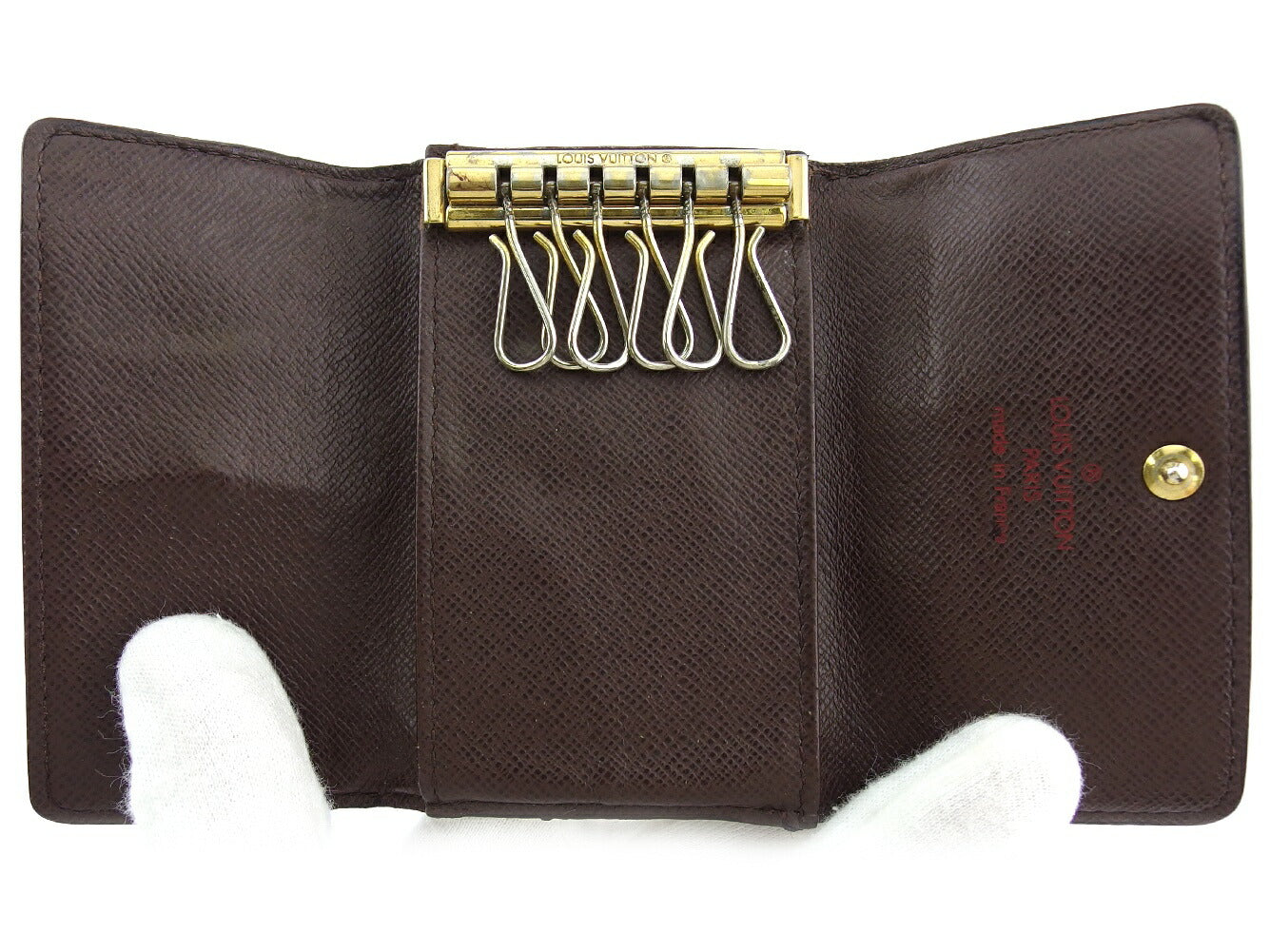 LOUIS VUITTON Key case Key holder N62630 Brown beige gold Multicles6