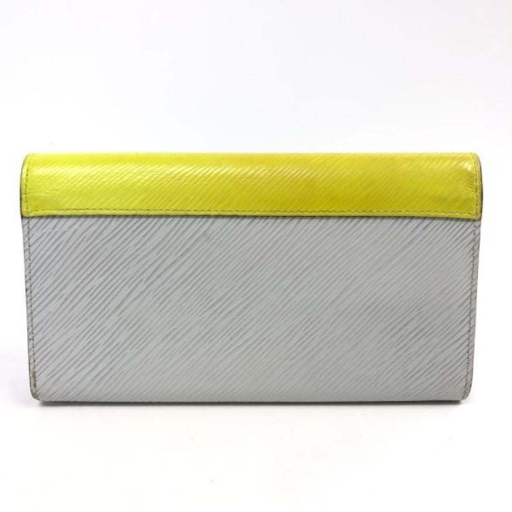 LOUIS VUITTON Long Wallet Purse leather Yellow type Epi Portefeuille twist Women Used Authentic