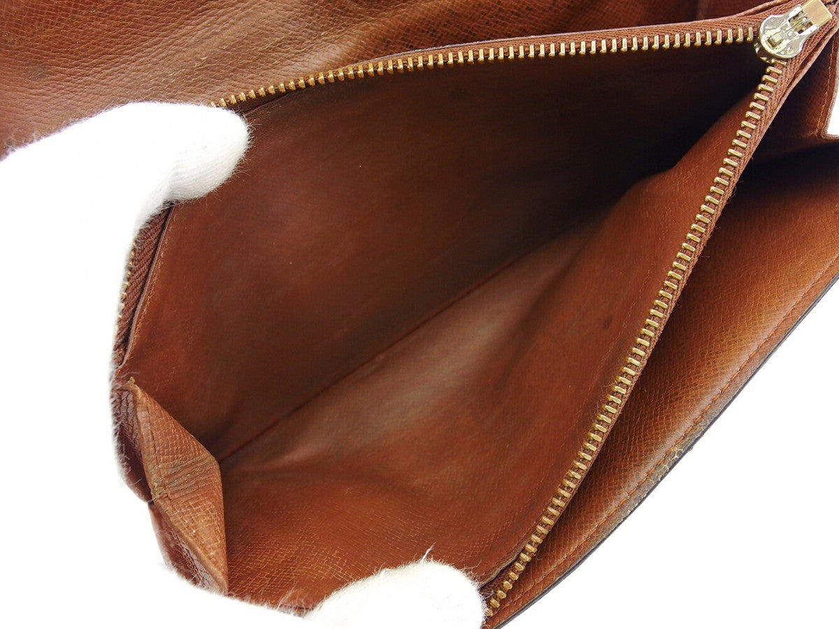 LOUIS VUITTON Long Wallet Purse Dark brown x beige Pochette Porte Monnaie Credit