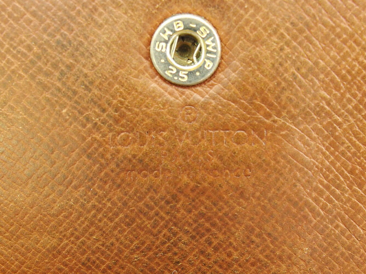 LOUIS VUITTON Long Wallet Purse Dark brown x beige Pochette Porte Monnaie Credit