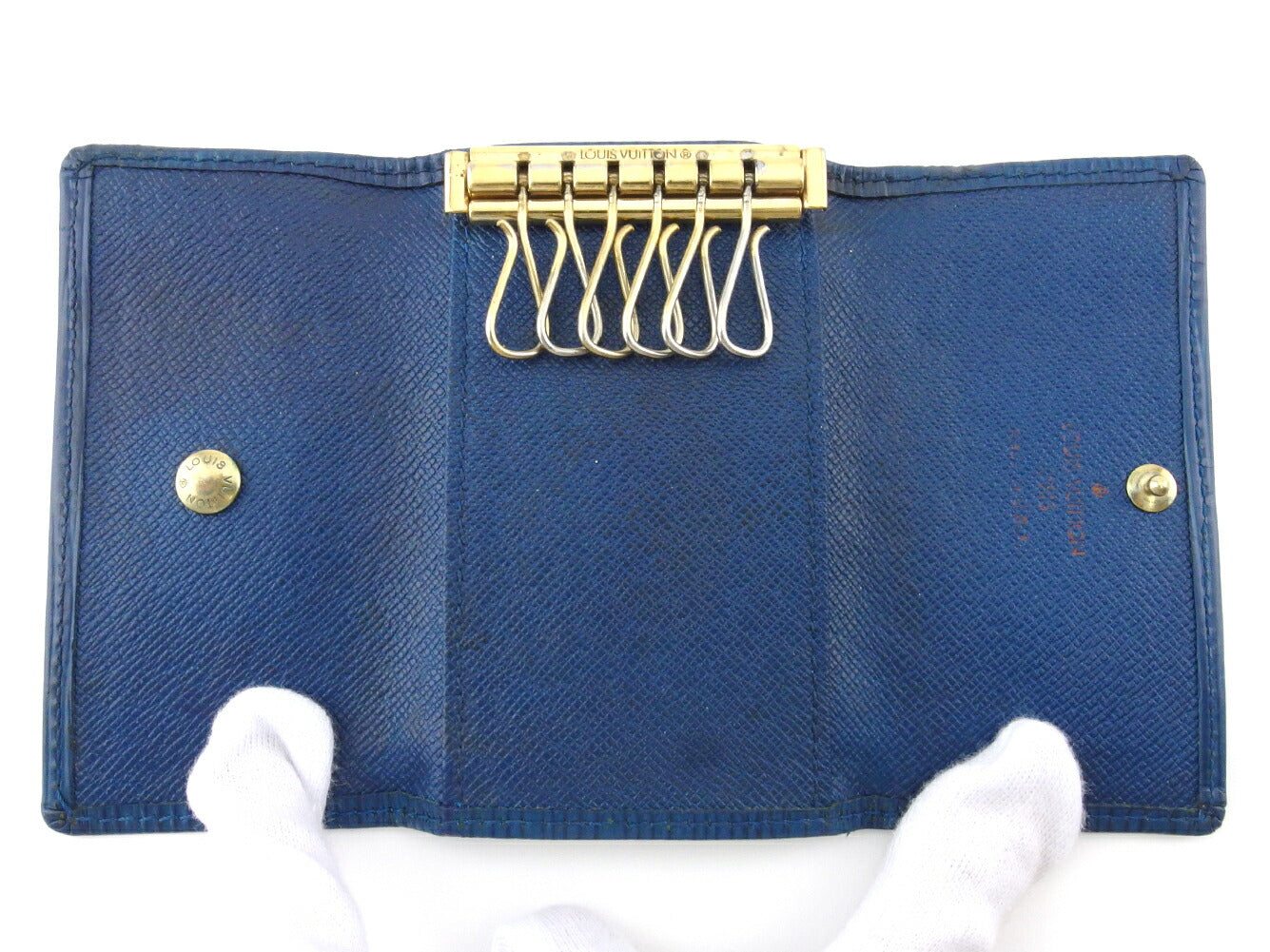 LOUIS VUITTON Key case Key holder M63815 Blue gold Multicles6