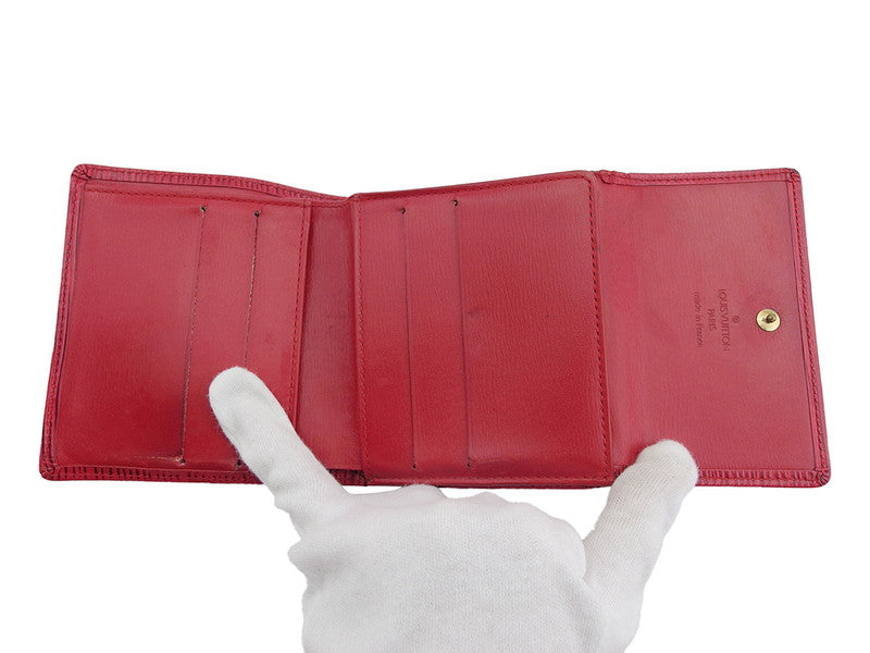 LOUIS VUITTON Bifold Wallet M63487 Red Porte Monnaie Billets Cartes Credit