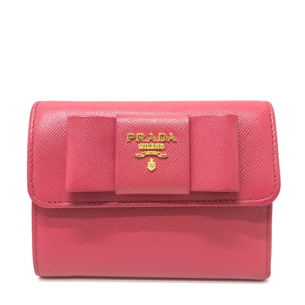 PRADA Trifold wallet 1MH840 saffiano leather pink logo ribbon